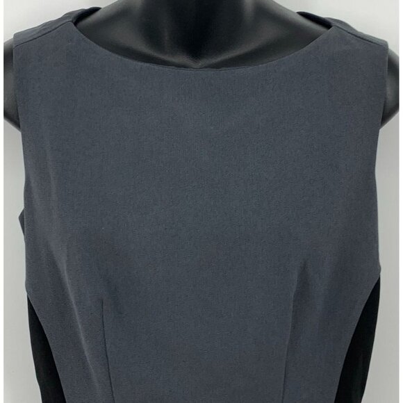 Banana Republic Women Blouse Size 2 Color Block Gray Black Sleeveless Zip Back - Picture 3 of 7